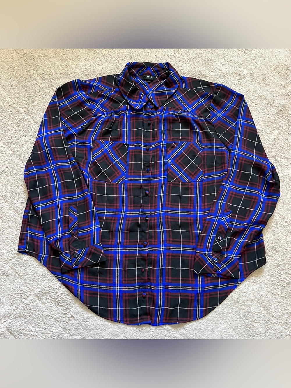 Torrid Plaid Button Up Blouse Cottage Whimsical Preppy Western Vacation Sz 1X